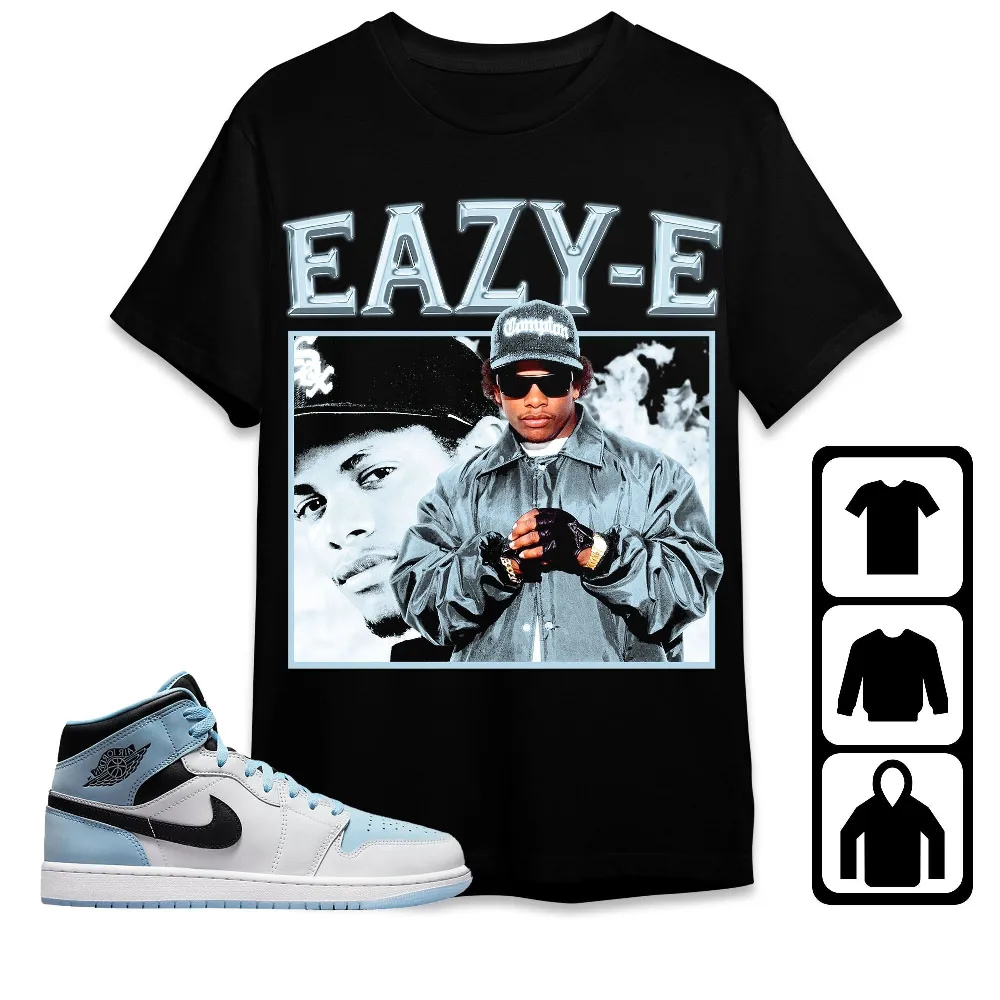 Inktee Store - Jordan 1 Mid Ice Blue Unisex T-Shirt - Eazy E - Sneaker Match Tees Image