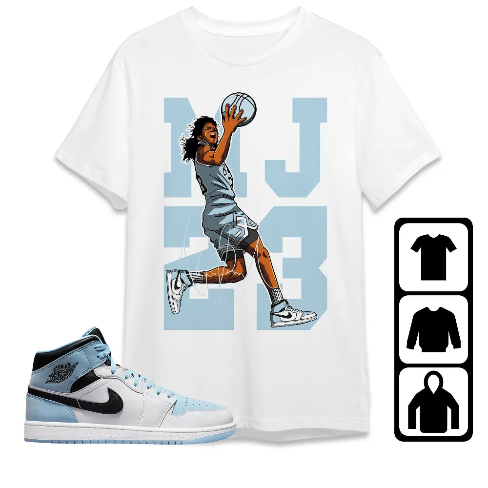 Inktee Store - Jordan 1 Mid Ice Blue Unisex T-Shirt - Best Goat Mj - Sneaker Match Tees Image