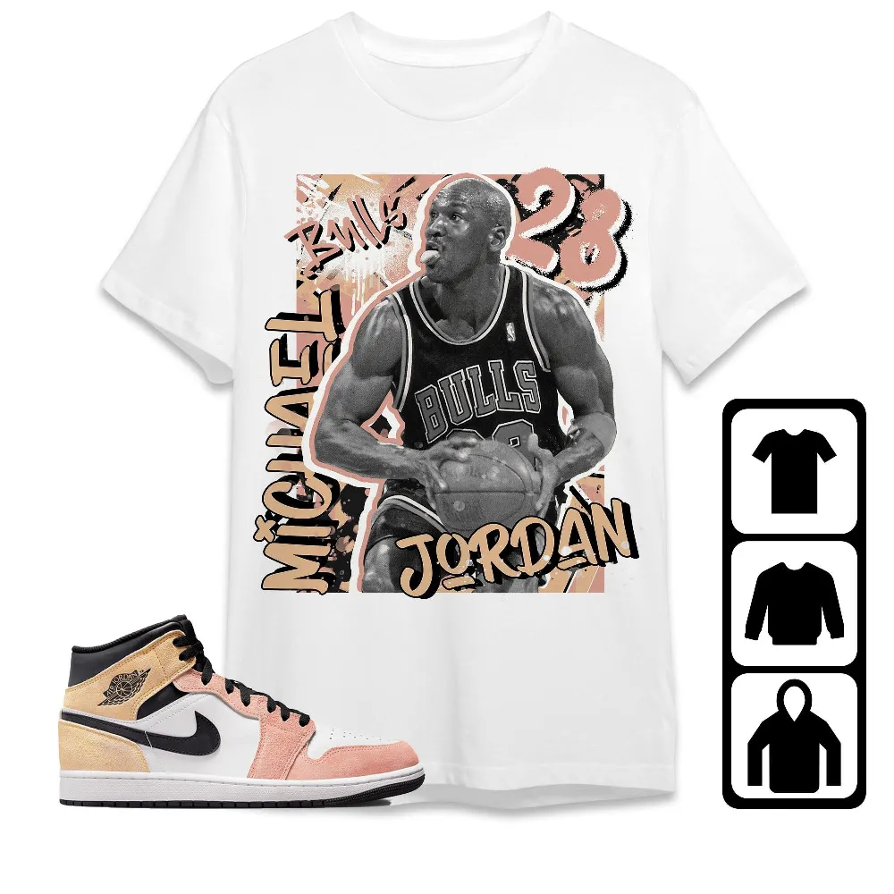 Inktee Store - Jordan 1 Mid Magic Ember Unisex T-Shirt - Mj Graphic - Sneaker Match Tees Image