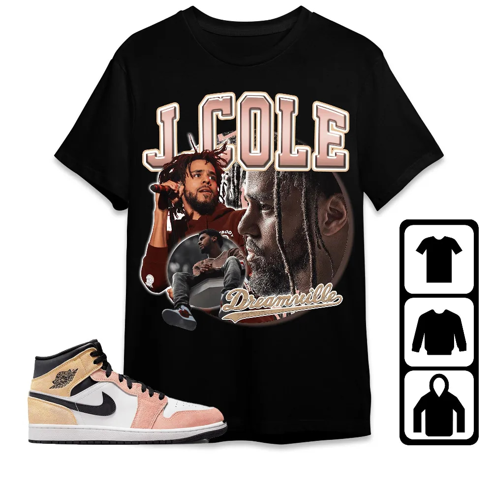Inktee Store - Jordan 1 Mid Magic Ember Unisex T-Shirt - Cole Rapper - Sneaker Match Tees Image