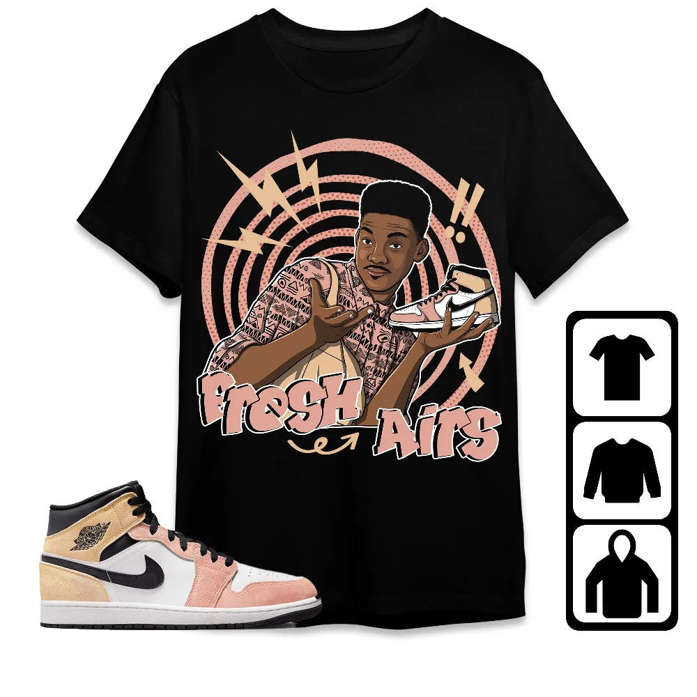 Inktee Store - Jordan 1 Mid Magic Ember Unisex T-Shirt - Fresh Prince Sneaker - Sneaker Match Tees Image