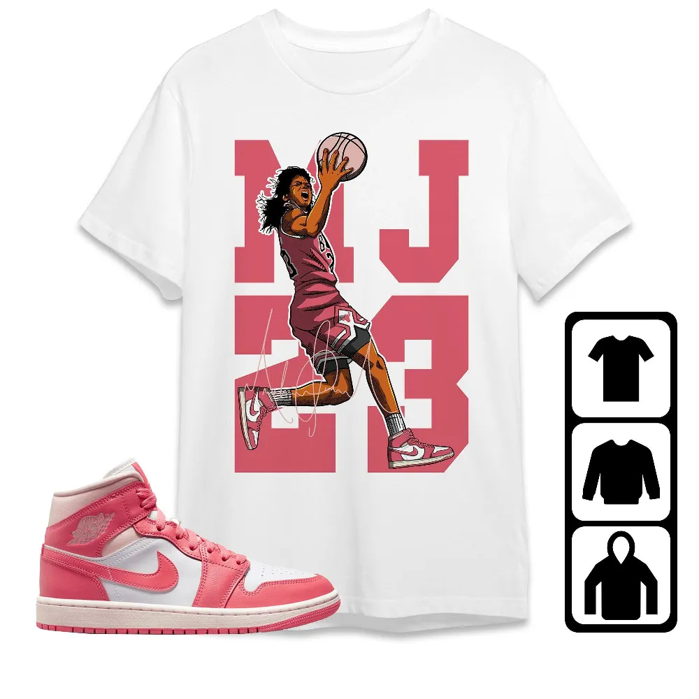 Inktee Store - Jordan 1 Mid Strawberries And Cream Unisex T-Shirt - Best Goat Mj - Sneaker Match Tees Image