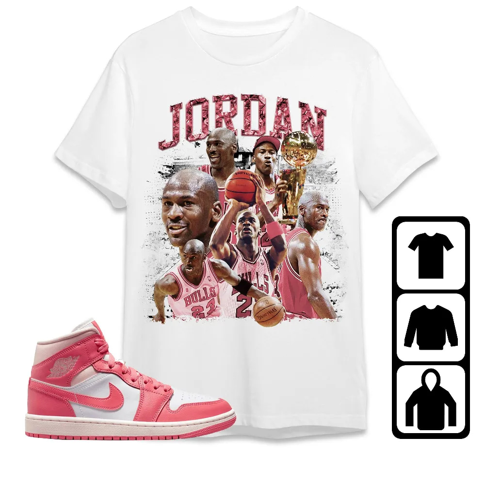 Inktee Store - Jordan 1 Mid Strawberries And Cream Unisex T-Shirt - Sneaker Match Tees Image