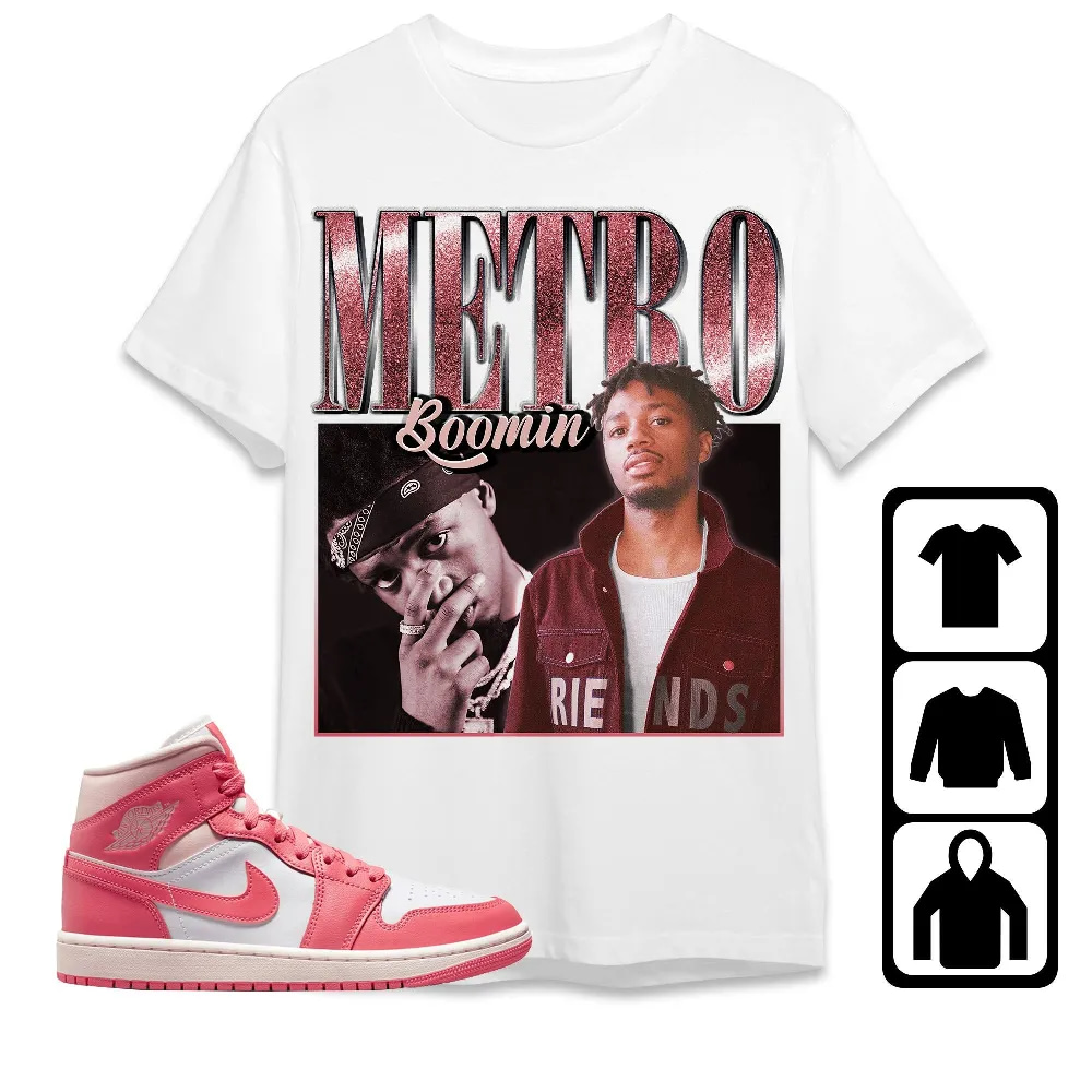 Inktee Store - Jordan 1 Mid Strawberries And Cream Unisex T-Shirt - Metro Boomin - Sneaker Match Tees Image