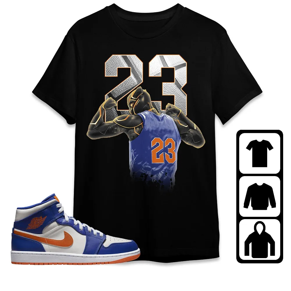 Inktee Store - Jordan 1 Mid Wheaties Knick Unisex T-Shirt - Number 23 Panther - Sneaker Match Tees Image