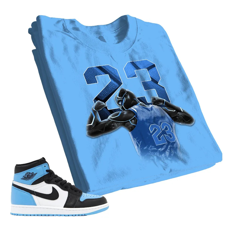 Inktee Store - Jordan 1 University Blue Toe Unisex Color T-Shirt - Number 23 Panther - Sneaker Match Tees - Light Blue Image