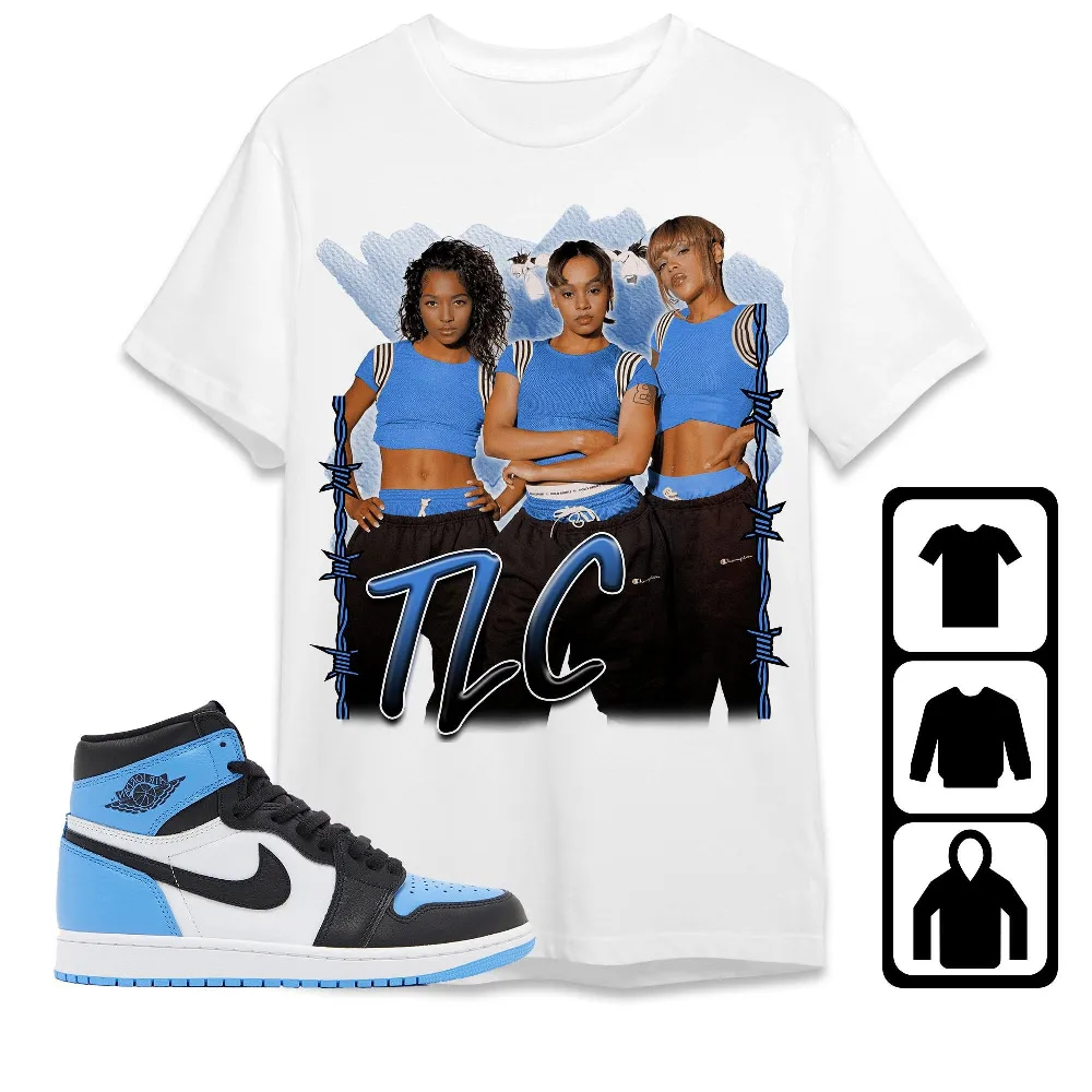 Inktee Store - Jordan 1 University Blue Toe Unisex T-Shirt - Tlc Band - Sneaker Match Tees Image