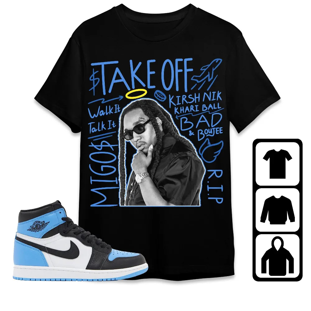 Inktee Store - Jordan 1 University Blue Toe Unisex T-Shirt - New Take Off - Sneaker Match Tees Image