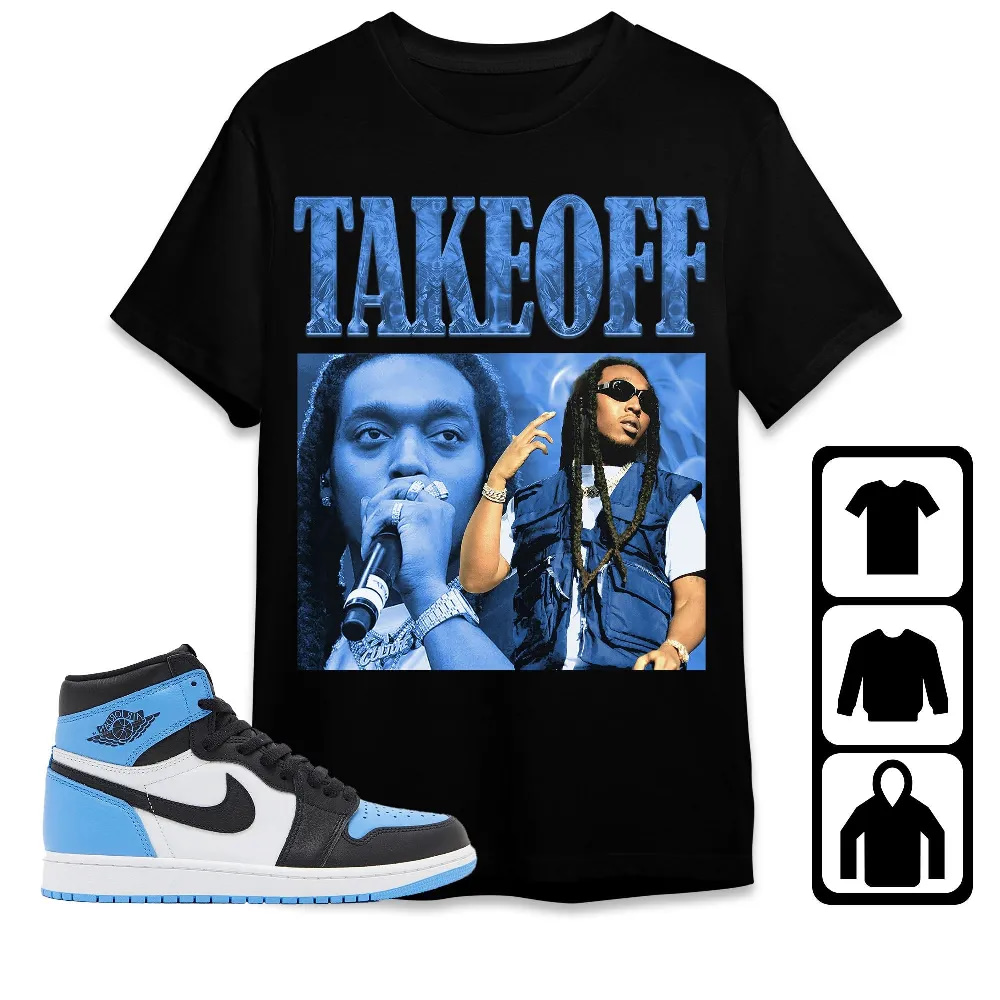 Inktee Store - Jordan 1 University Blue Toe Unisex T-Shirt - Takeoff Portrait - Sneaker Match Tees Image