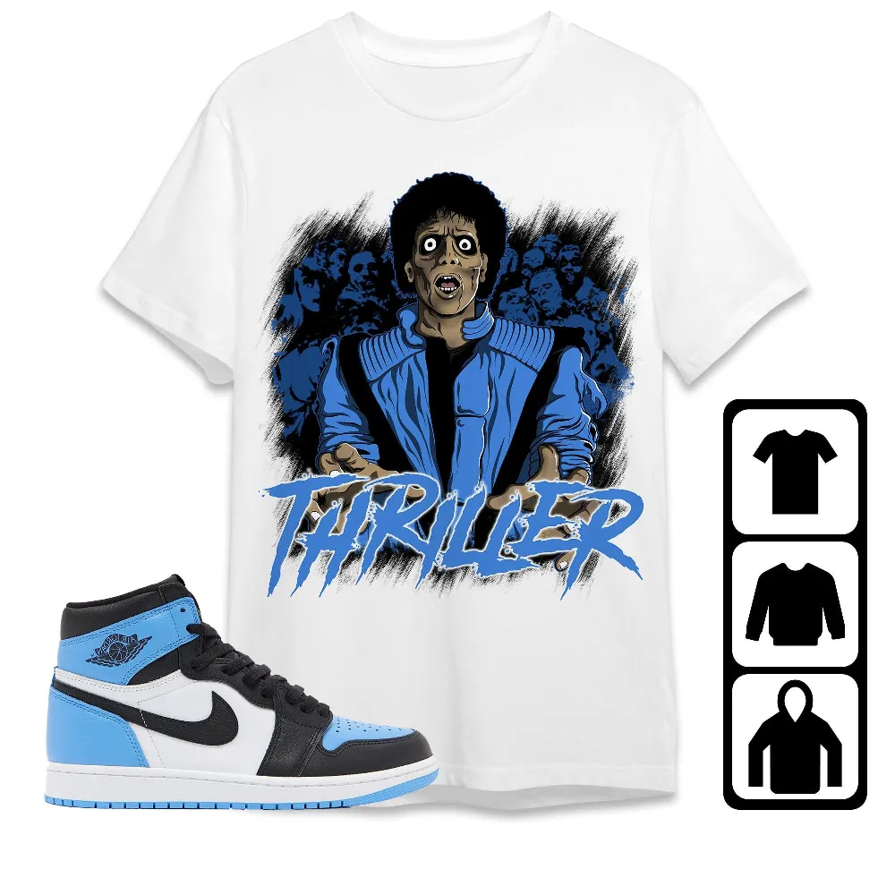 Inktee Store - Jordan 1 University Blue Toe Unisex T-Shirt - Thriller - Sneaker Match Tees Image