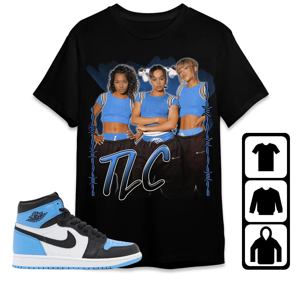 Inktee Store - Jordan 1 University Blue Toe Unisex T-Shirt - Tlc Band - Sneaker Match Tees Image