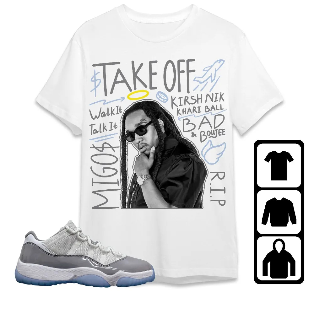 Inktee Store - Jordan 11 Low Cement Grey Unisex T-Shirt - New Take Off - Sneaker Match Tees Image