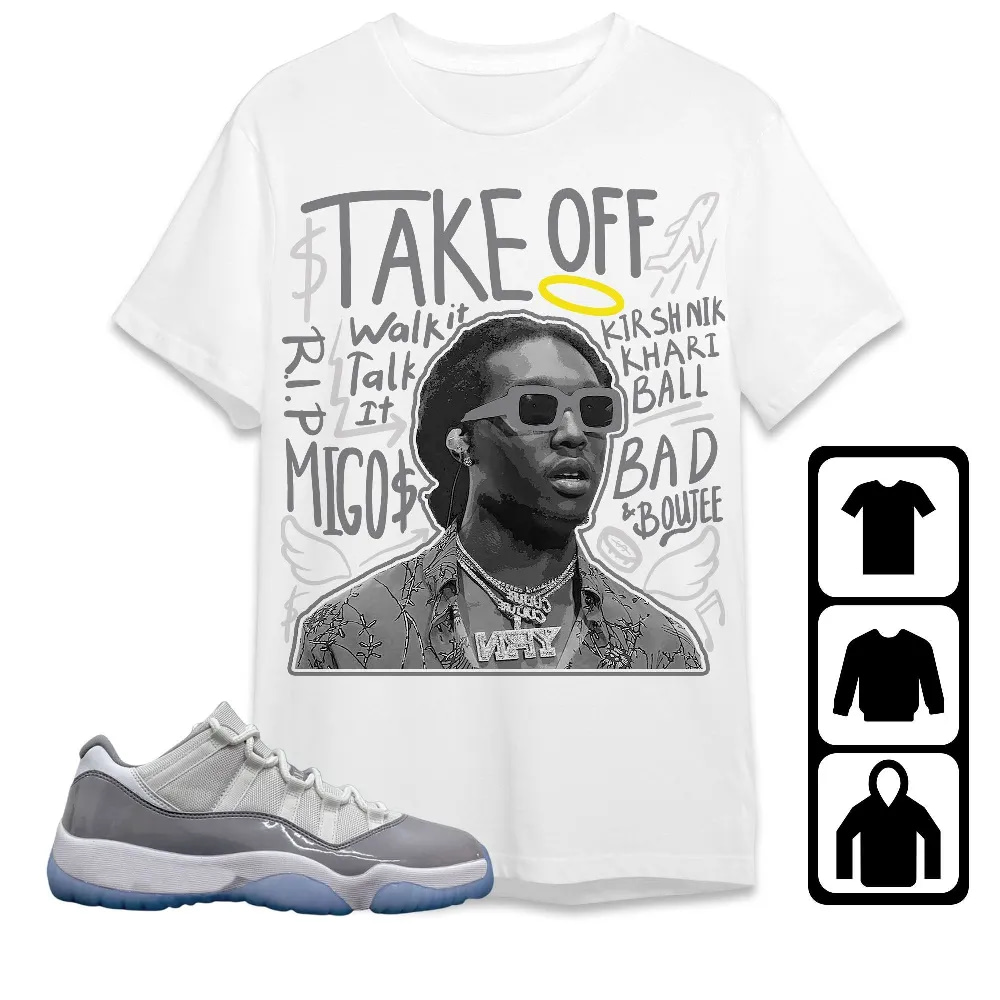 Inktee Store - Jordan 11 Low Cement Grey Unisex T-Shirt - Take Off - Sneaker Match Tees Image