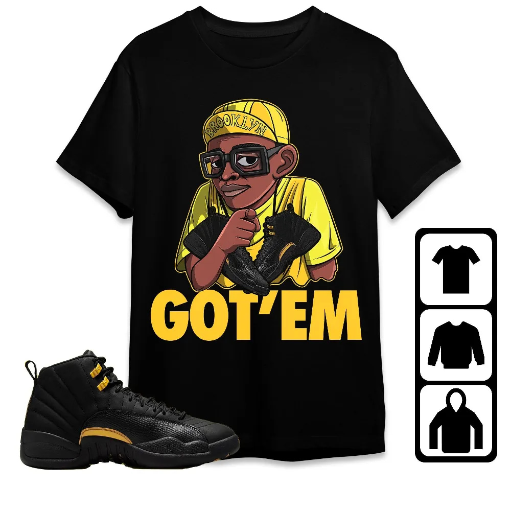 Inktee Store - Jordan 12 Black Taxi Unisex T-Shirt - Got Em Spike - Sneaker Match Tees Image