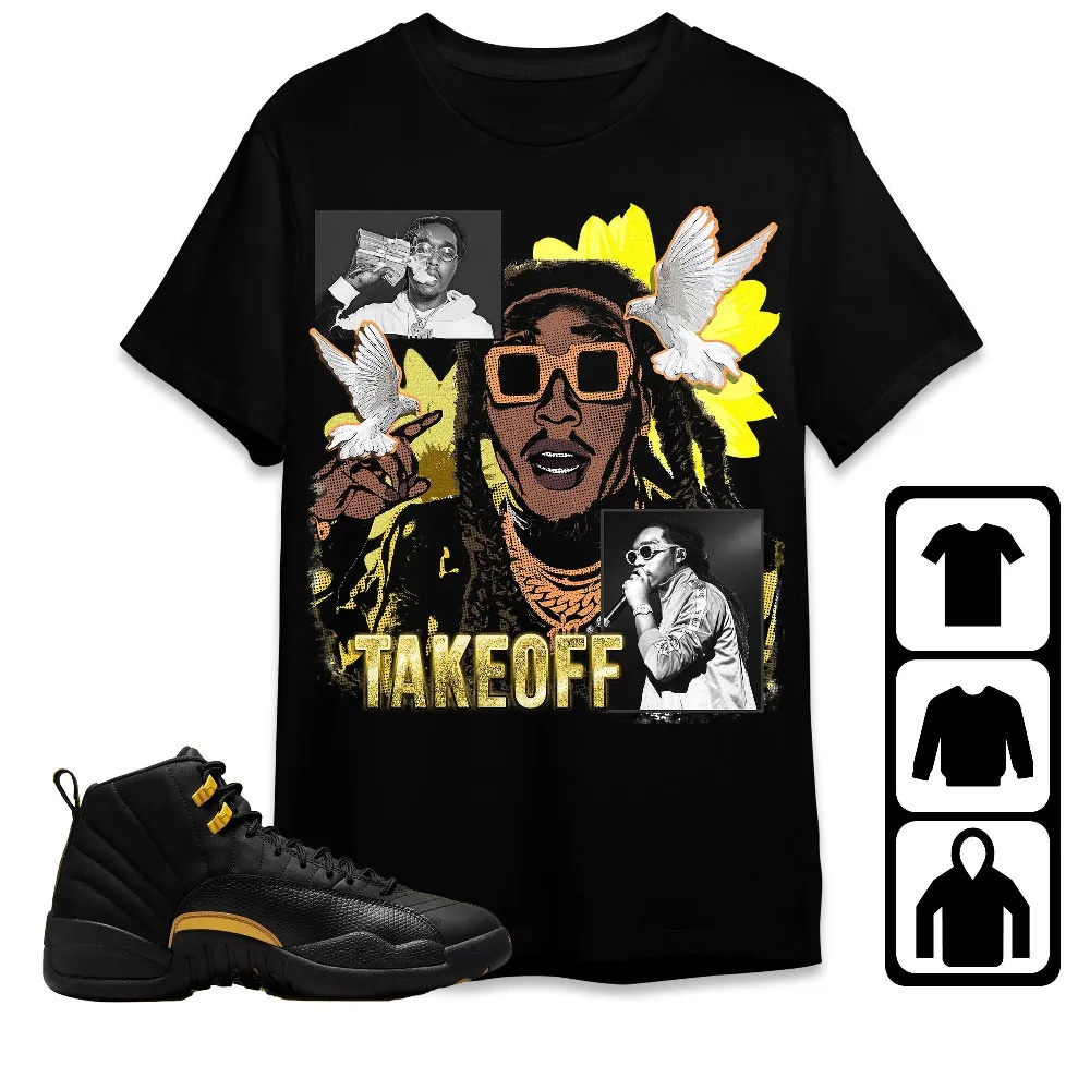 Inktee Store - Jordan 12 Black Taxi Unisex T-Shirt - Takeoff Homage - Sneaker Match Tees Image
