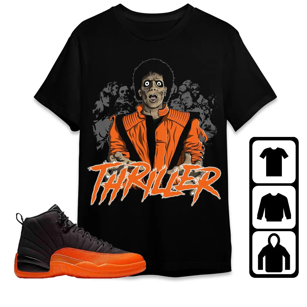 Inktee Store - Jordan 12 Brilliant Orange Unisex T-Shirt - Thriller - Sneaker Match Tees Image