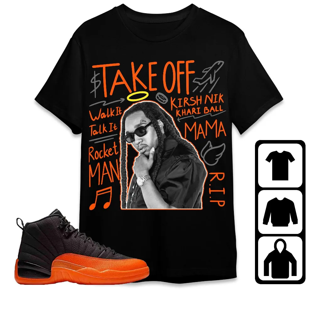 Inktee Store - Jordan 12 Brilliant Orange Unisex T-Shirt - New Take Off - Sneaker Match Tees Image
