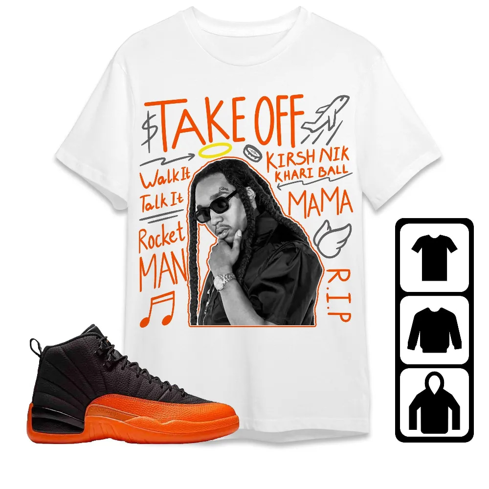 Inktee Store - Jordan 12 Brilliant Orange Unisex T-Shirt - New Take Off - Sneaker Match Tees Image