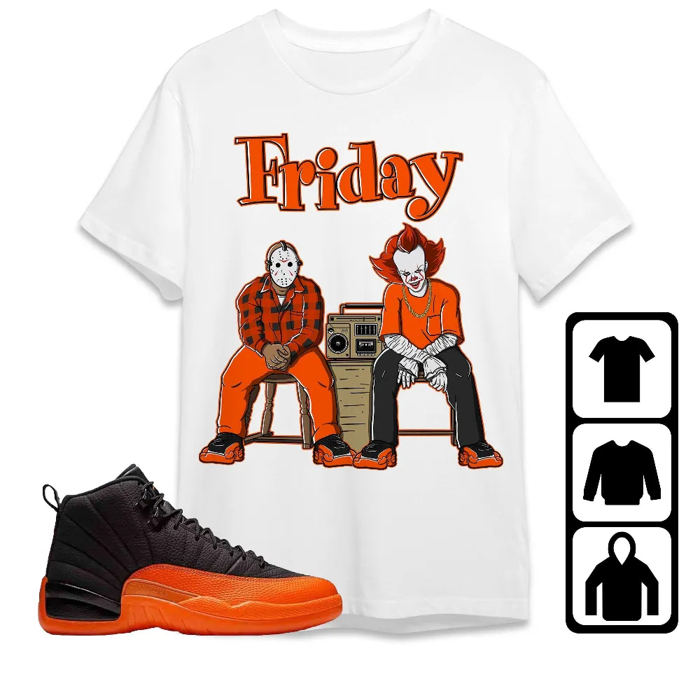 Inktee Store - Jordan 12 Brilliant Orange Unisex T-Shirt - Horror Friday - Sneaker Match Tees Image