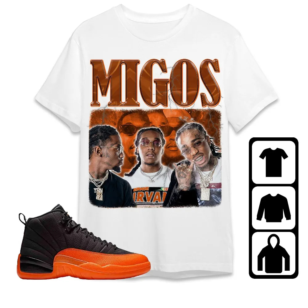Inktee Store - Jordan 12 Brilliant Orange Unisex T-Shirt - Migos - Sneaker Match Tees Image