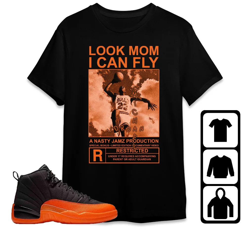 Inktee Store - Jordan 12 Brilliant Orange Unisex T-Shirt - Mj Can Fly - Sneaker Match Tees Image