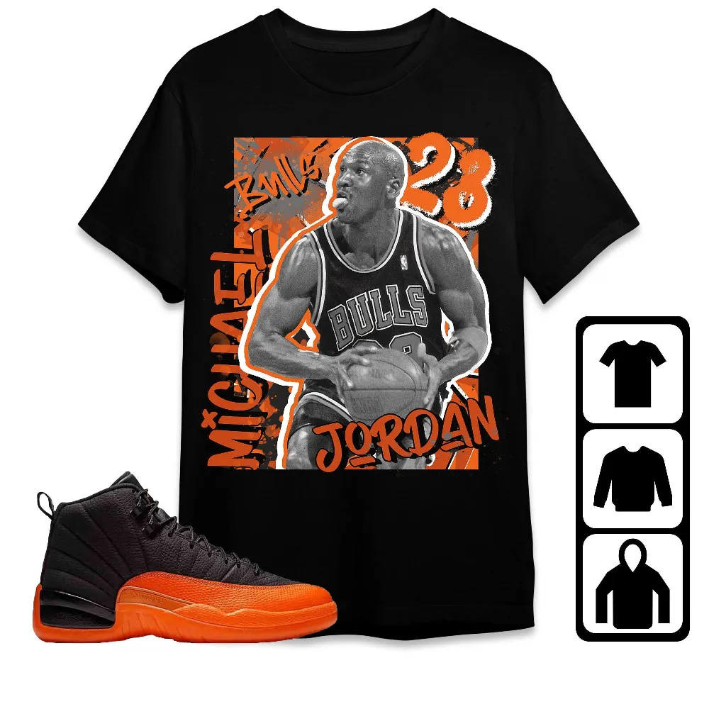 Inktee Store - Jordan 12 Brilliant Orange Unisex T-Shirt - Mj Graphic - Sneaker Match Tees Image