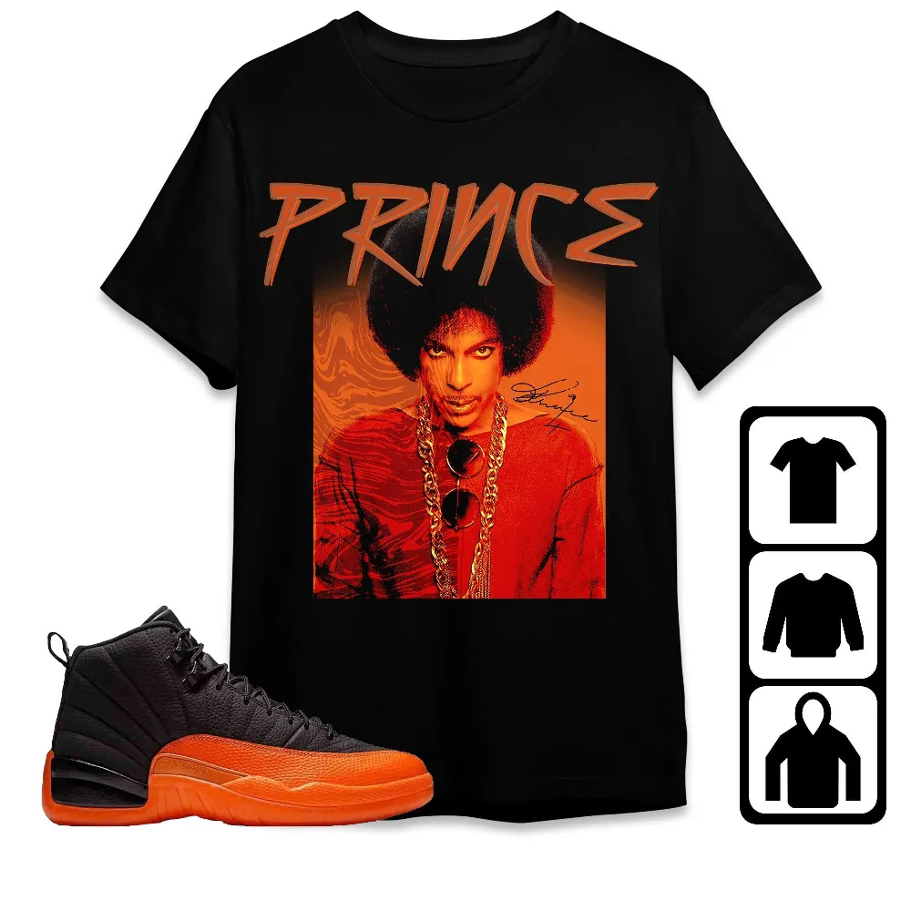 Inktee Store - Jordan 12 Brilliant Orange Unisex T-Shirt - Prince Signature - Sneaker Match Tees Image