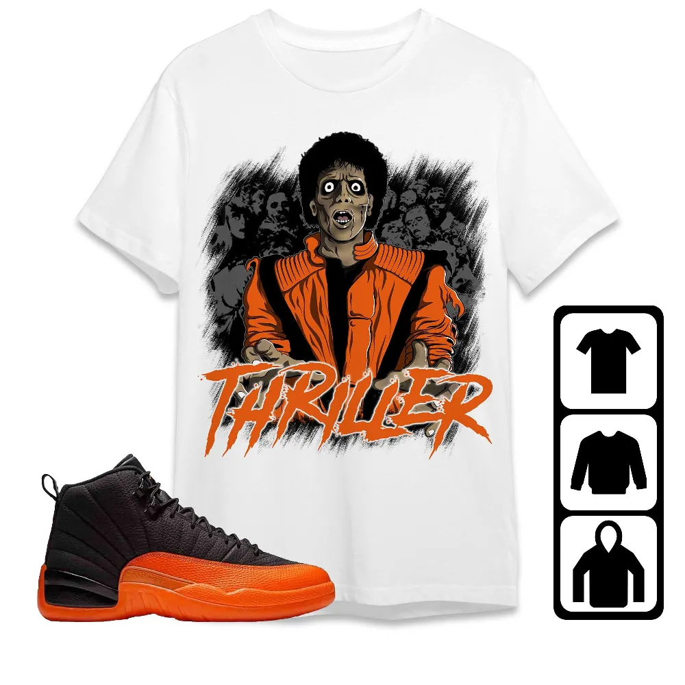 Inktee Store - Jordan 12 Brilliant Orange Unisex T-Shirt - Thriller - Sneaker Match Tees Image