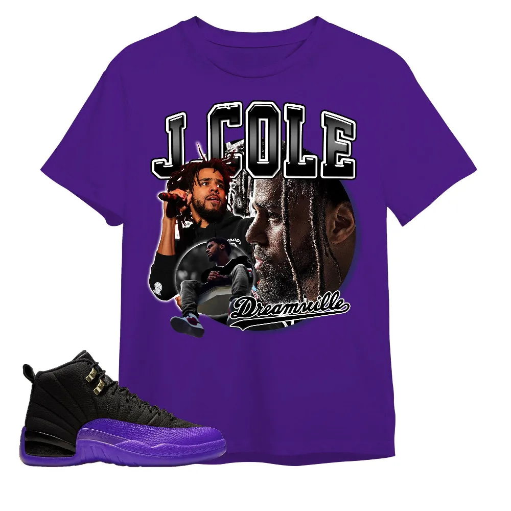 Inktee Store - Jordan 12 Field Purple Unisex Color T-Shirt - Cole Rapper - Sneaker Match Tees - Purple Shirt Image