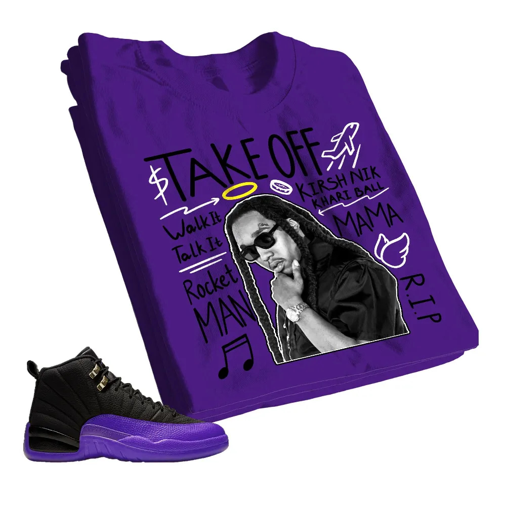 Inktee Store - Jordan 12 Field Purple Unisex Color T-Shirt - New Take Off - Sneaker Match Tees - Purple Shirt Image