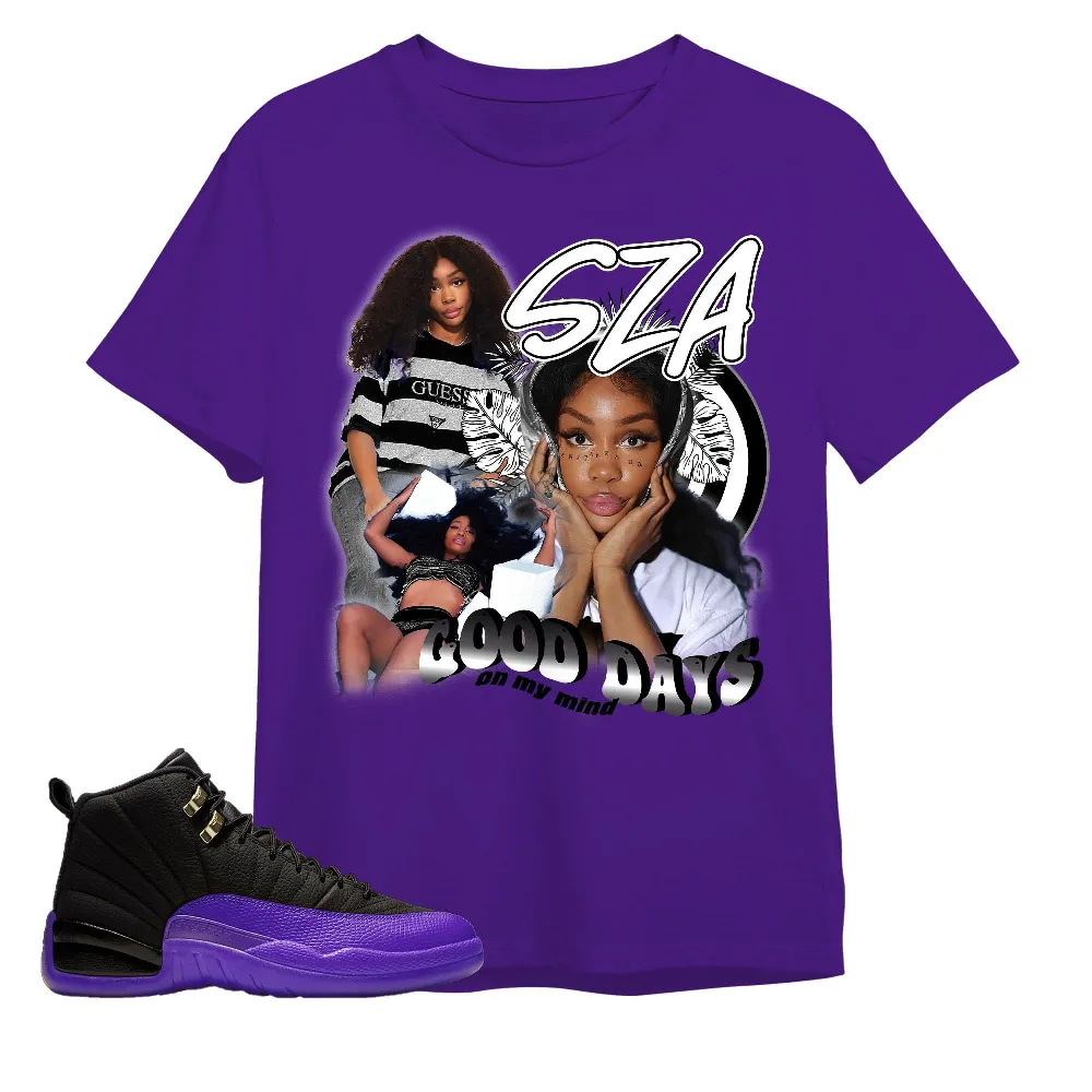 Inktee Store - Jordan 12 Field Purple Unisex Color T-Shirt - Sza Good Days - Sneaker Match Tees - Purple Shirt Image