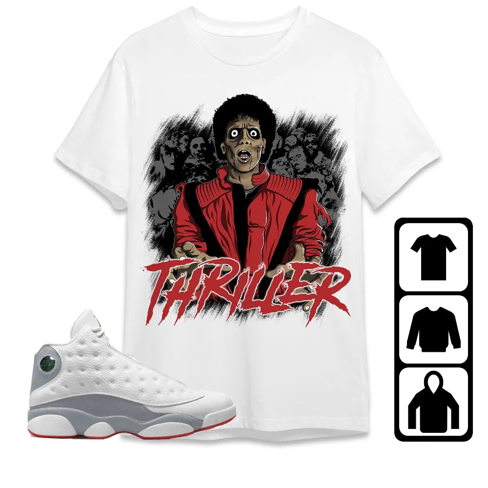 Inktee Store - Jordan 13 Wolf Grey Unisex T-Shirt - Thriller - Sneaker Match Tees Image