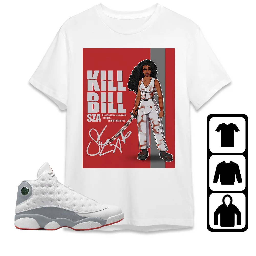 Inktee Store - Jordan 13 Wolf Grey Unisex T-Shirt - Sza Kill Bill - Sneaker Match Tees Image