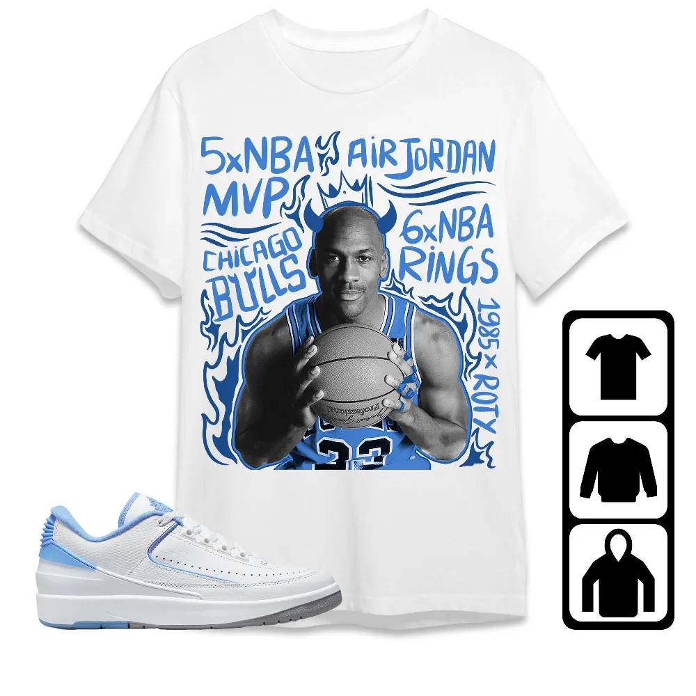 Inktee Store - Jordan 2 Low University Blue Unisex T-Shirt - Mj 6X Rings - Sneaker Match Tees Image