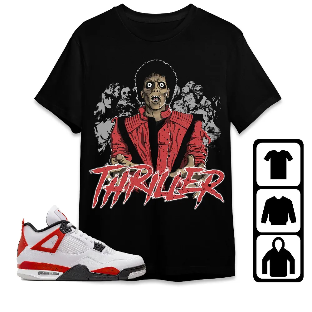 Inktee Store - Jordan 4 Red Cement Unisex T-Shirt - Thriller - Sneaker Match Tees Image