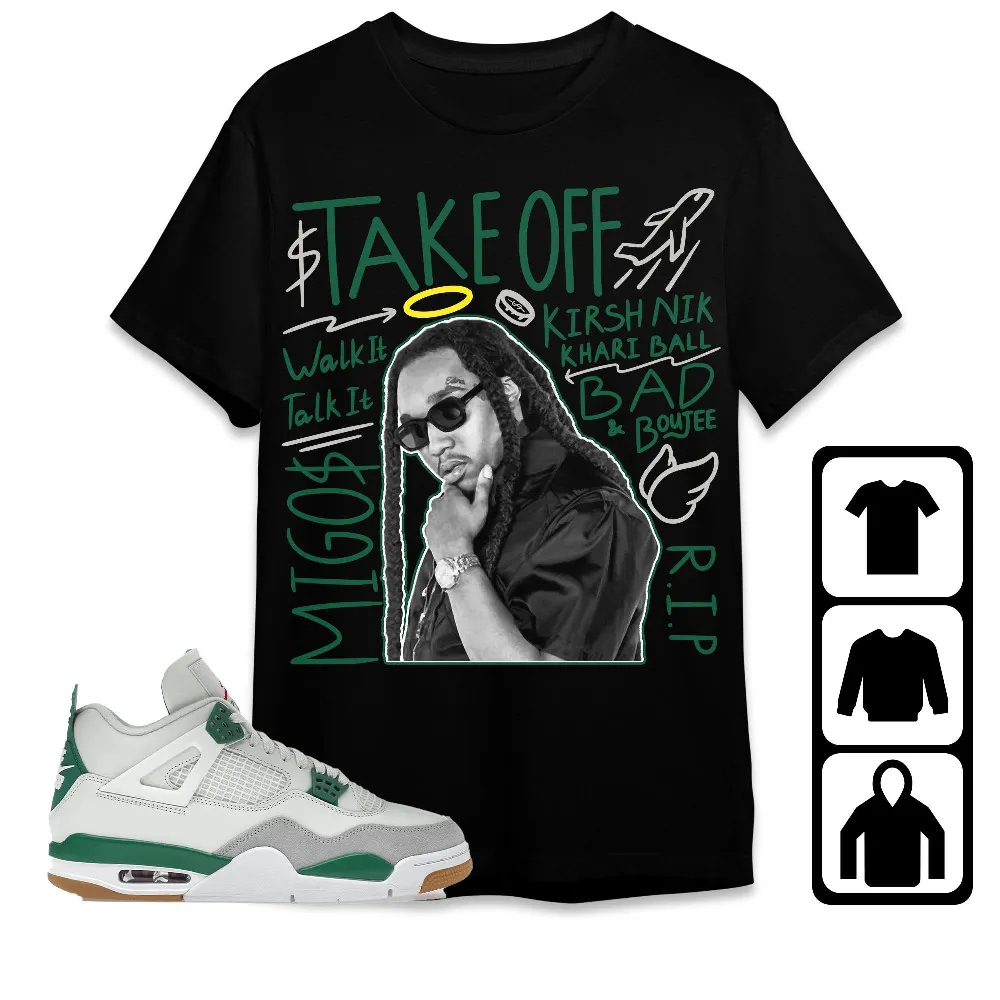 Inktee Store - Jordan 4 Sb Pine Green Unisex T-Shirt - New Take Off - Sneaker Match Tees Image