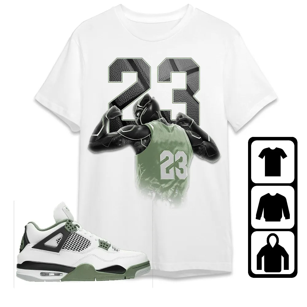 Inktee Store - Jordan 4 Seafoam Oil Green Unisex T-Shirt - Number 23 Panther - Sneaker Match Tees Image