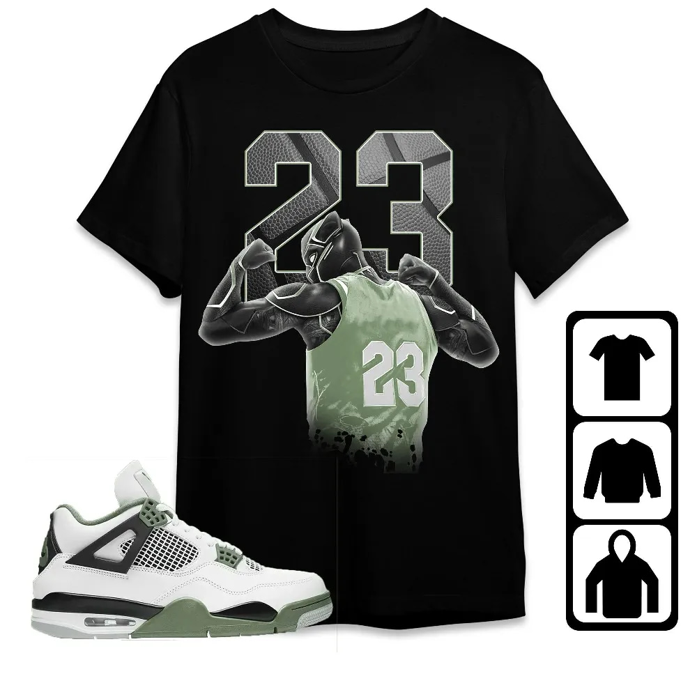 Inktee Store - Jordan 4 Seafoam Oil Green Unisex T-Shirt - Number 23 Panther - Sneaker Match Tees Image