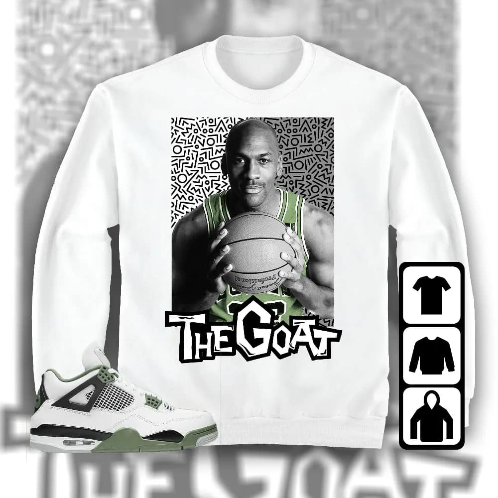 Inktee Store - Jordan 4 Seafoam Oil Green Unisex T-Shirt - The Goat Doodle - Sneaker Match Tees Image