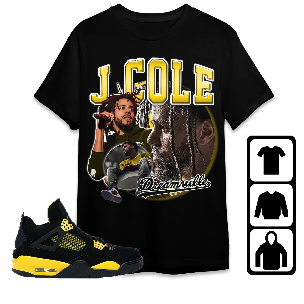 Inktee Store - Jordan 4 Thunder Unisex T-Shirt - Cole Rapper - Sneaker Match Tees Image
