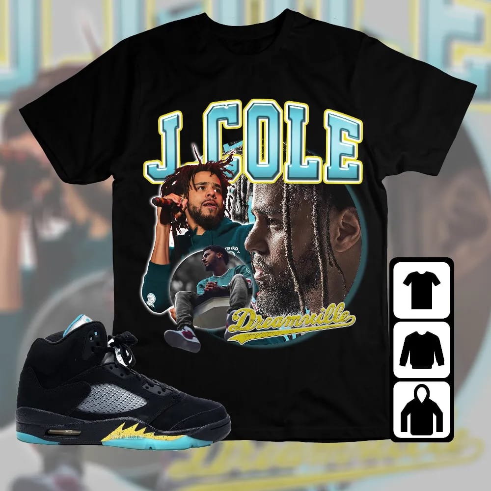 Inktee Store - Jordan 5 Aqua Unisex T-Shirt - Cole Rapper - Sneaker Match Tees Image