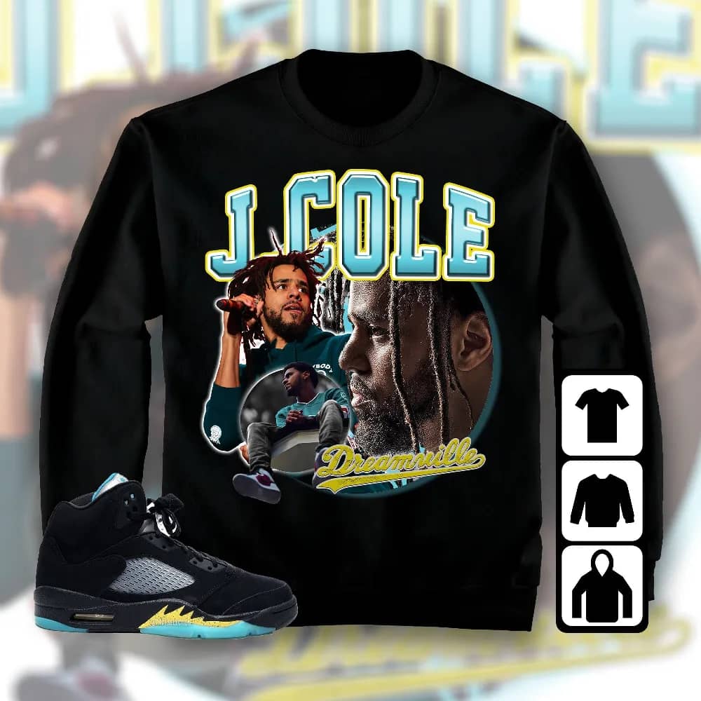 Inktee Store - Jordan 5 Aqua Unisex T-Shirt - Cole Rapper - Sneaker Match Tees Image