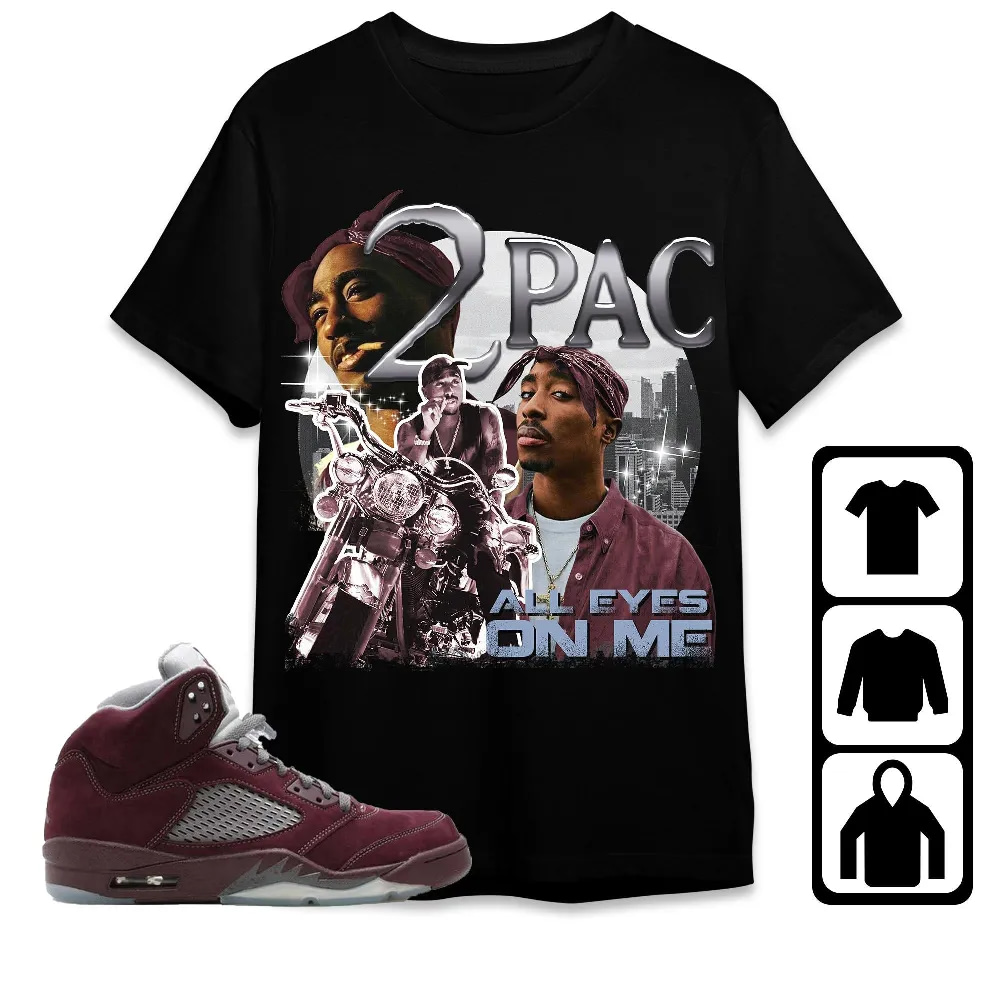Inktee Store - Jordan 5 Burgundy Unisex T-Shirt - 90S Pac Shakur - Sneaker Match Tees Image
