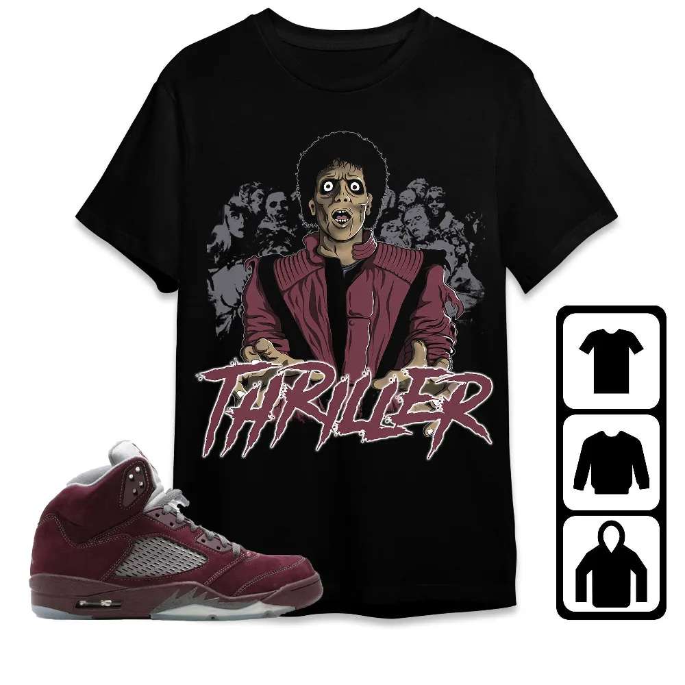 Inktee Store - Jordan 5 Burgundy Unisex T-Shirt - Thriller - Sneaker Match Tees Image