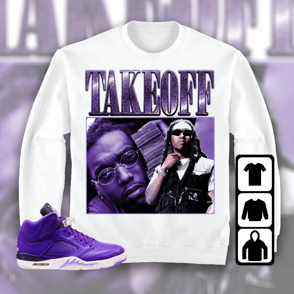 Inktee Store - Jordan 5 Dj Khaled Court Purple Unisex T-Shirt - Takeoff - Sneaker Match Tees Image