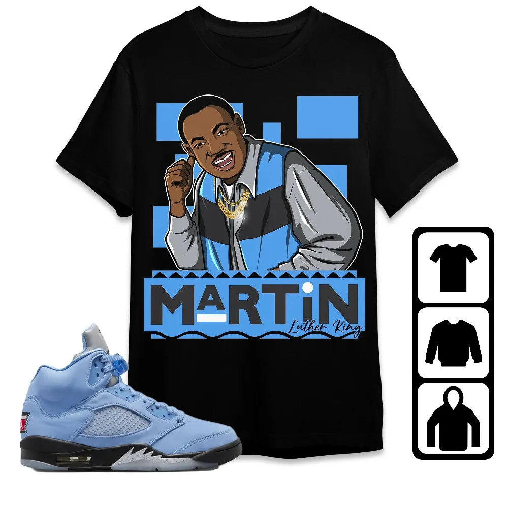 Inktee Store - Jordan 5 University Blue Unisex T-Shirt - Martin Luther King - Sneaker Match Tees Image