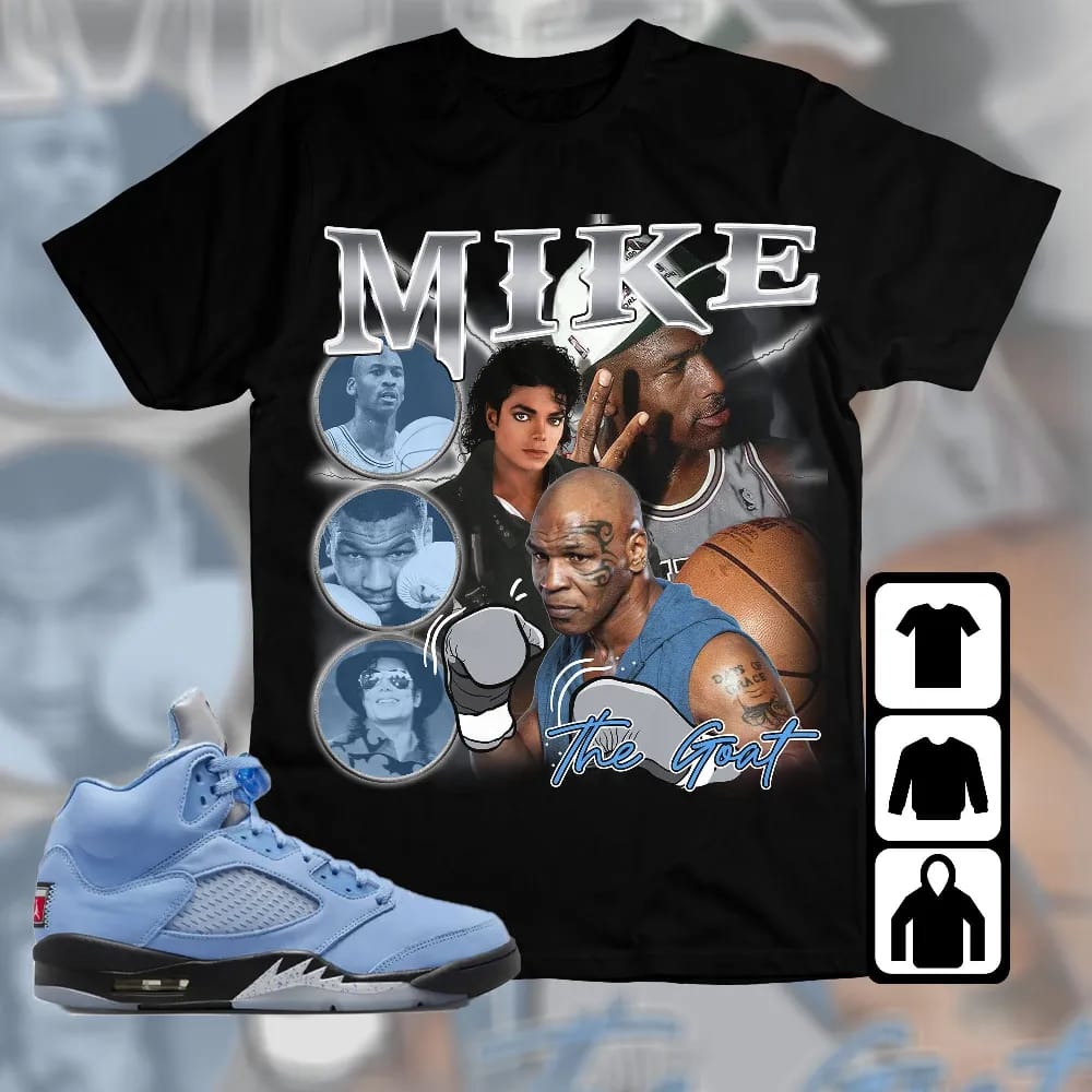 Inktee Store - Jordan 5 University Blue Unisex T-Shirt - Mike The Goat - Sneaker Match Tees Image