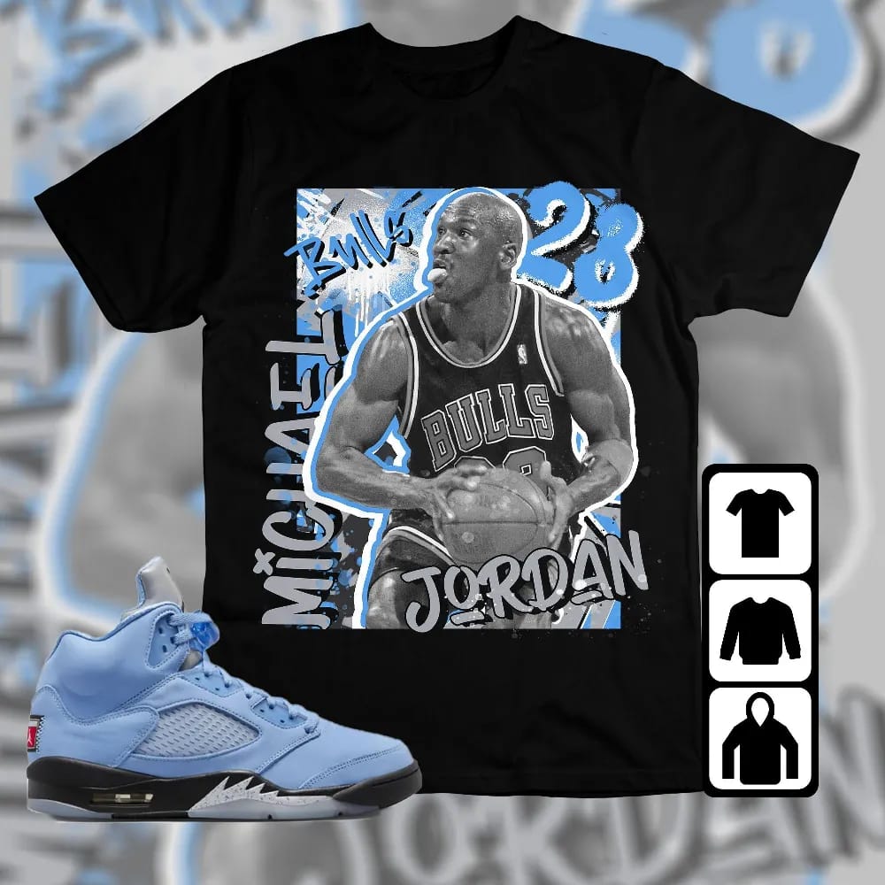 Inktee Store - Jordan 5 University Blue Unisex T-Shirt - Mj Graphic - Sneaker Match Tees Image