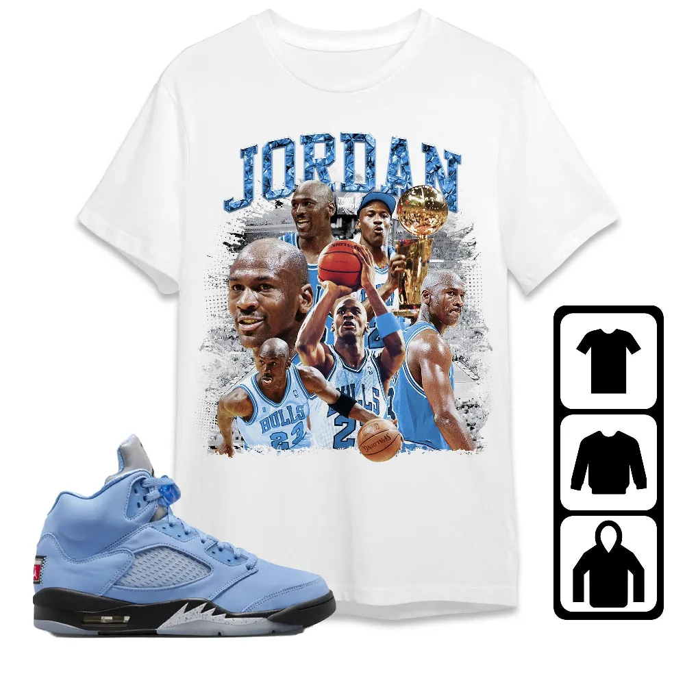 Inktee Store - Jordan 5 University Blue Unisex T-Shirt - Sneaker Match Tees Image