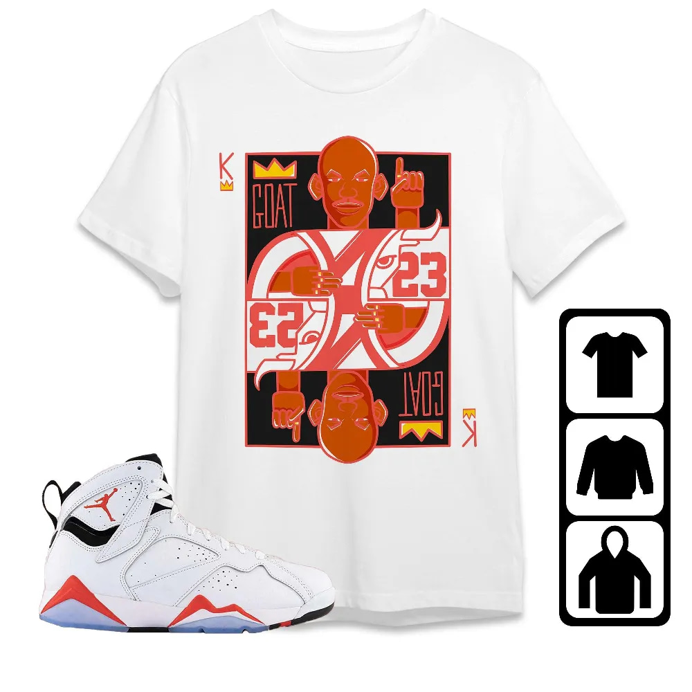 Inktee Store - Jordan 7 White Infrared Unisex T-Shirt - King Goat Mj - Sneaker Match Tees Image